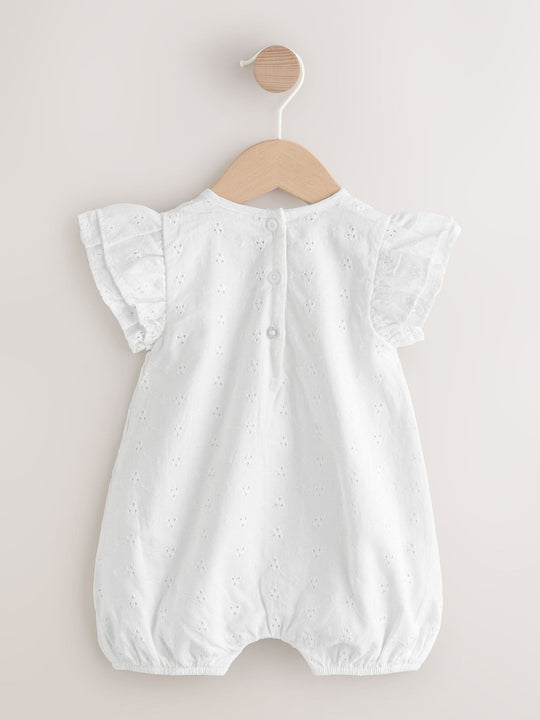 White Broderie Baby Romper (0mths-2yrs)