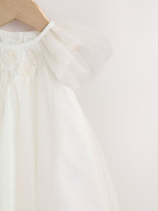 White Sparkle Baby Mesh Dress (0mths-2yrs)