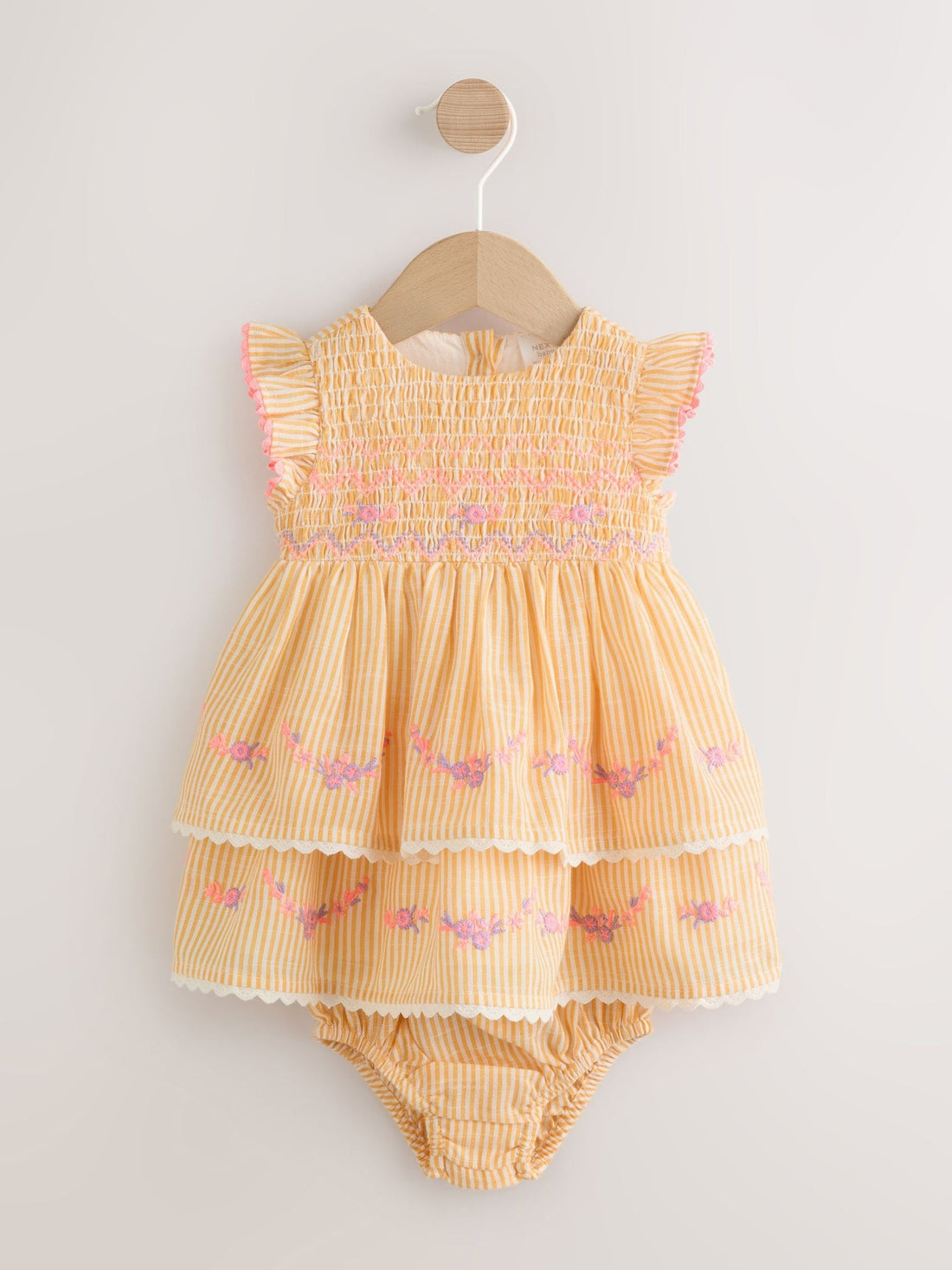 Orange Stripe Woven Baby Dress and Knickers Set 2 Piece (0mths-2yrs)