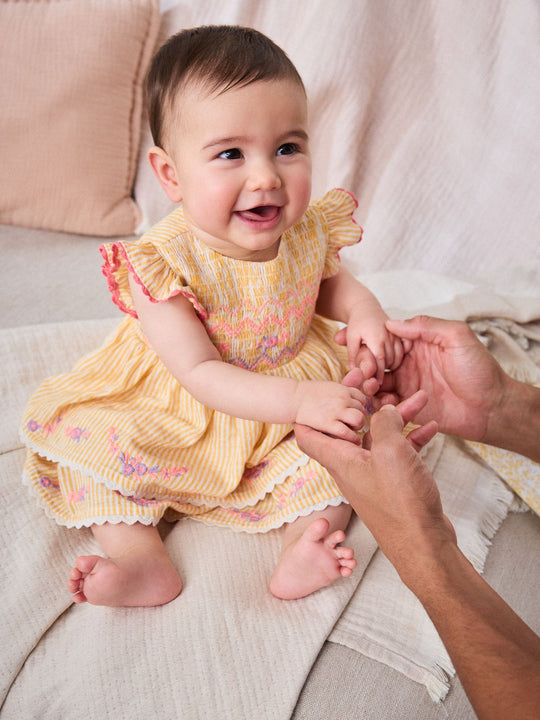 Orange Stripe Woven Baby Dress and Knickers Set 2 Piece (0mths-2yrs)