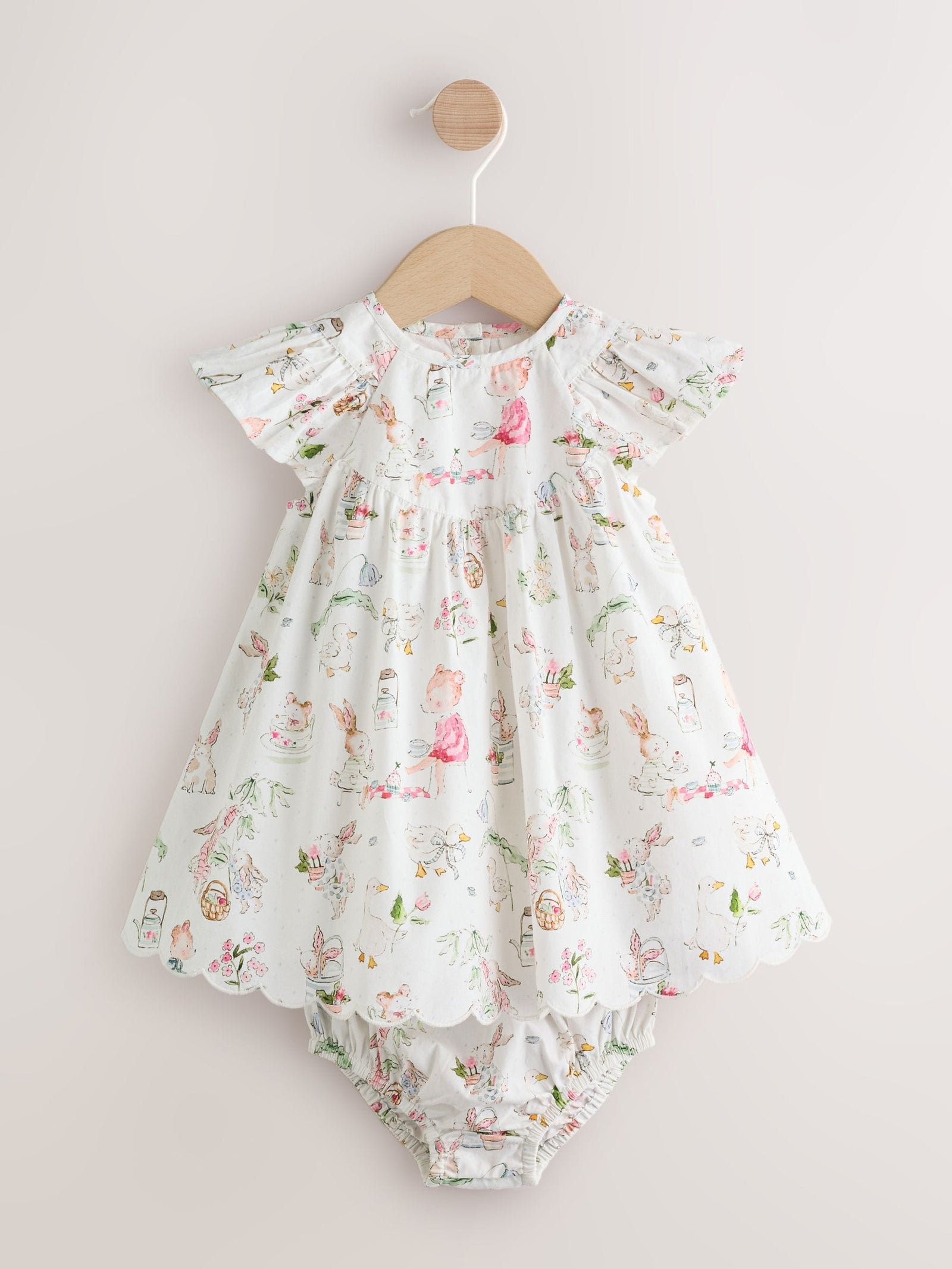 White Character Woven Baby Dress and Knickers Set 2 Piece (0mths-2yrs)