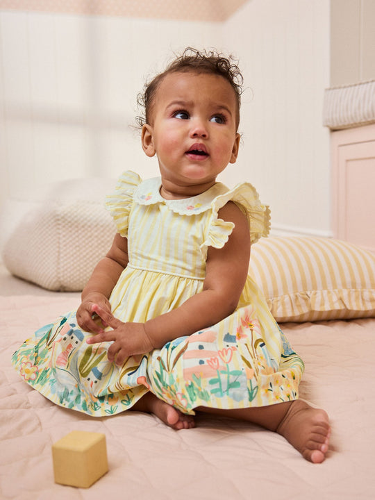 Yellow Scene Woven Baby Dress (0mths-2yrs)