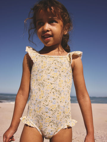 Yellow Ditsy Floral Frill Swimsuit (3mths-7yrs)
