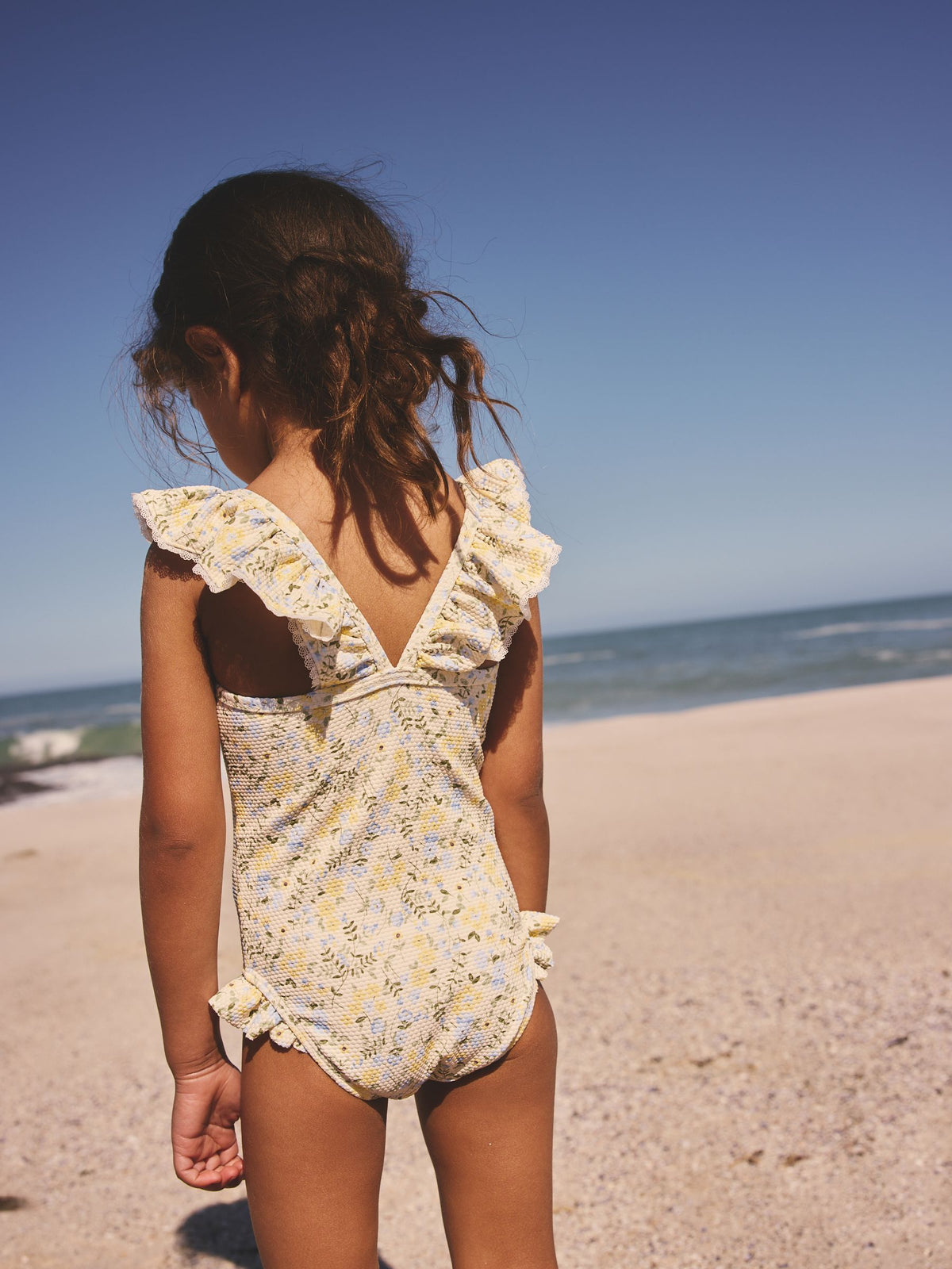 Yellow Ditsy Floral Frill Swimsuit (3mths-7yrs)