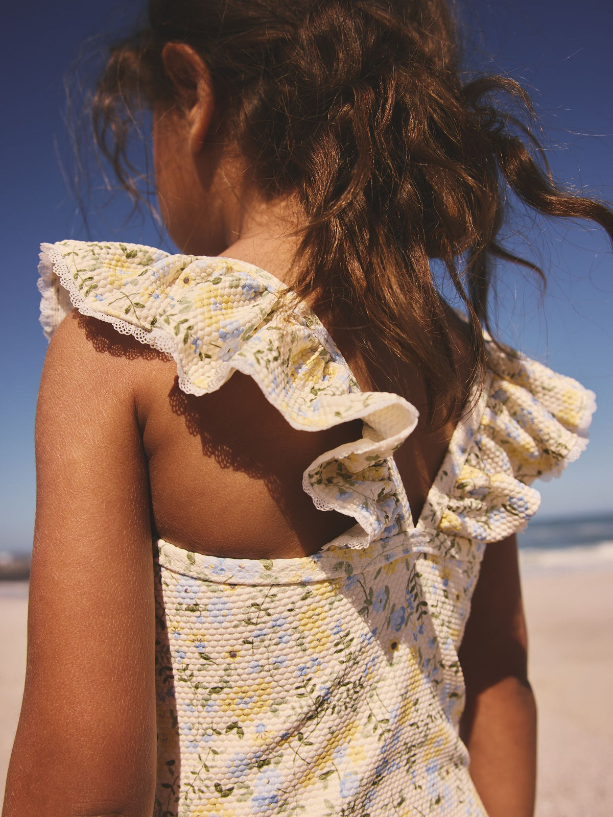 Yellow Ditsy Floral Frill Swimsuit (3mths-7yrs)
