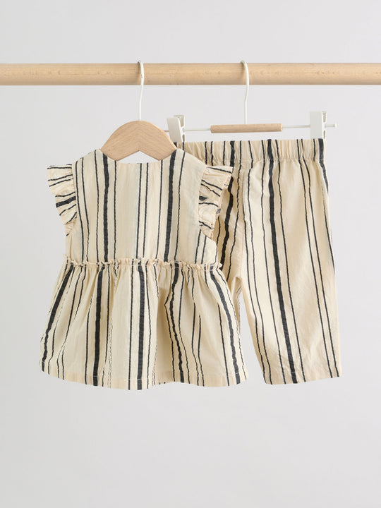 Black/White Stripe Baby Woven Top and Trousers Set 2 Piece (0mths-2yrs)