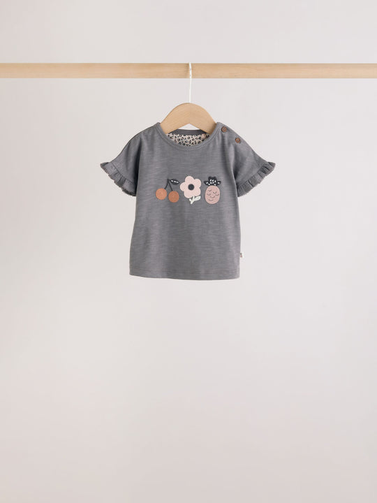 Monochrome Flower Short Sleeve Top and Shorts Baby Set 6 Piece (0mths-2yrs)