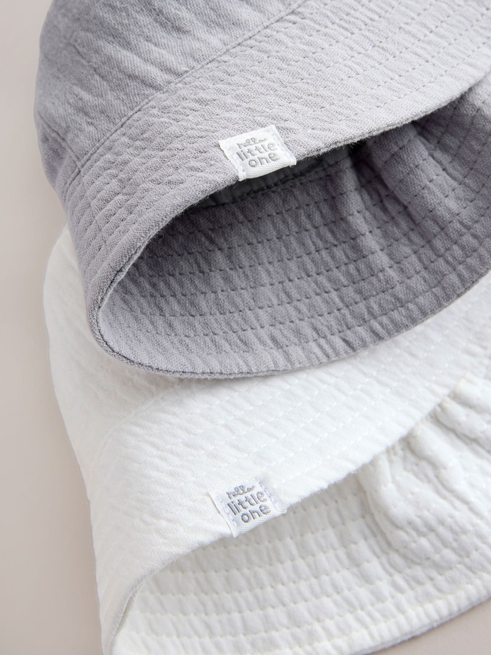Grey and White Crinkle Baby Bucket Hats 2 Pack