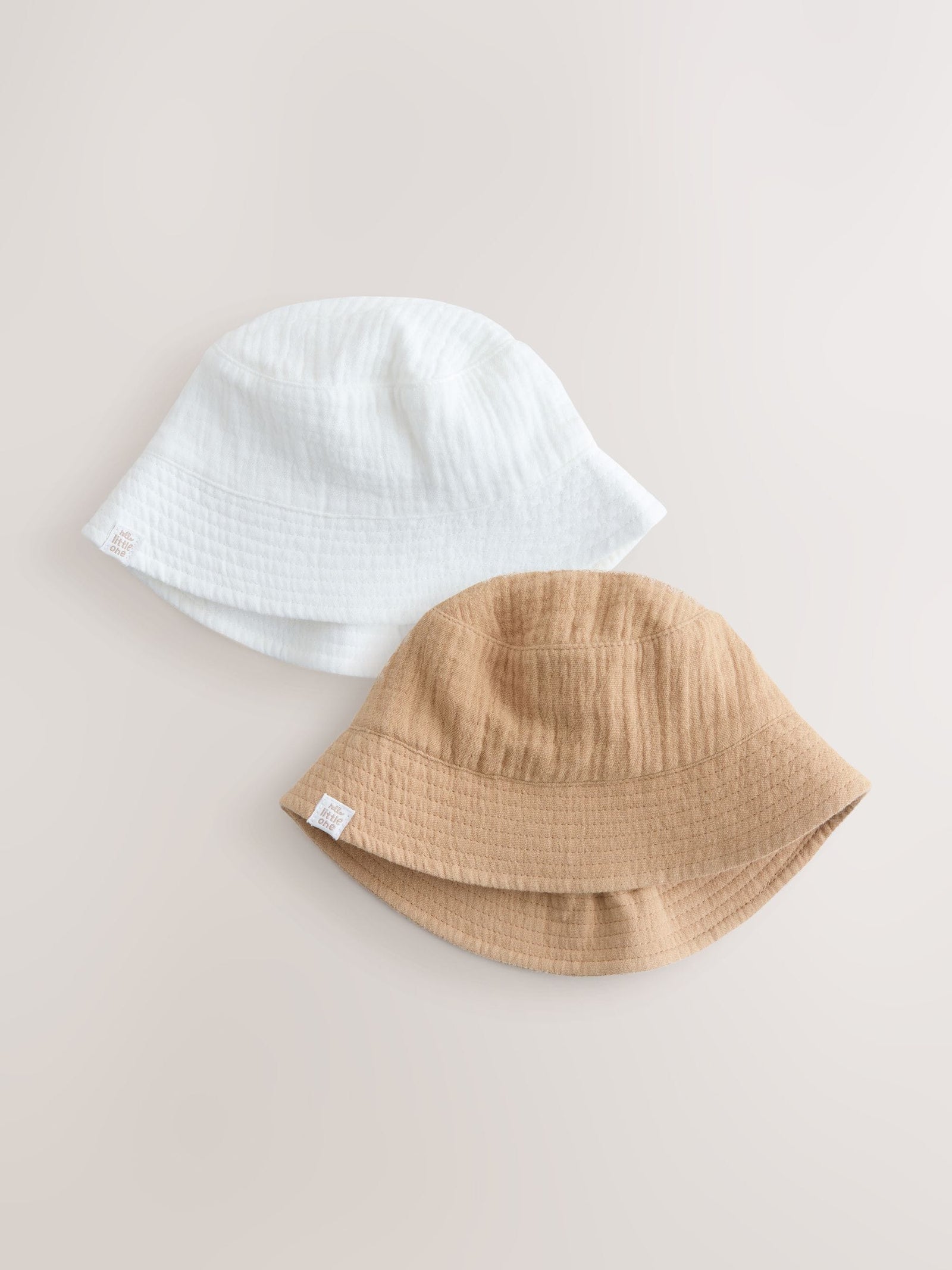 Neutral Crinkle Baby Bucket Hats 2 Pack