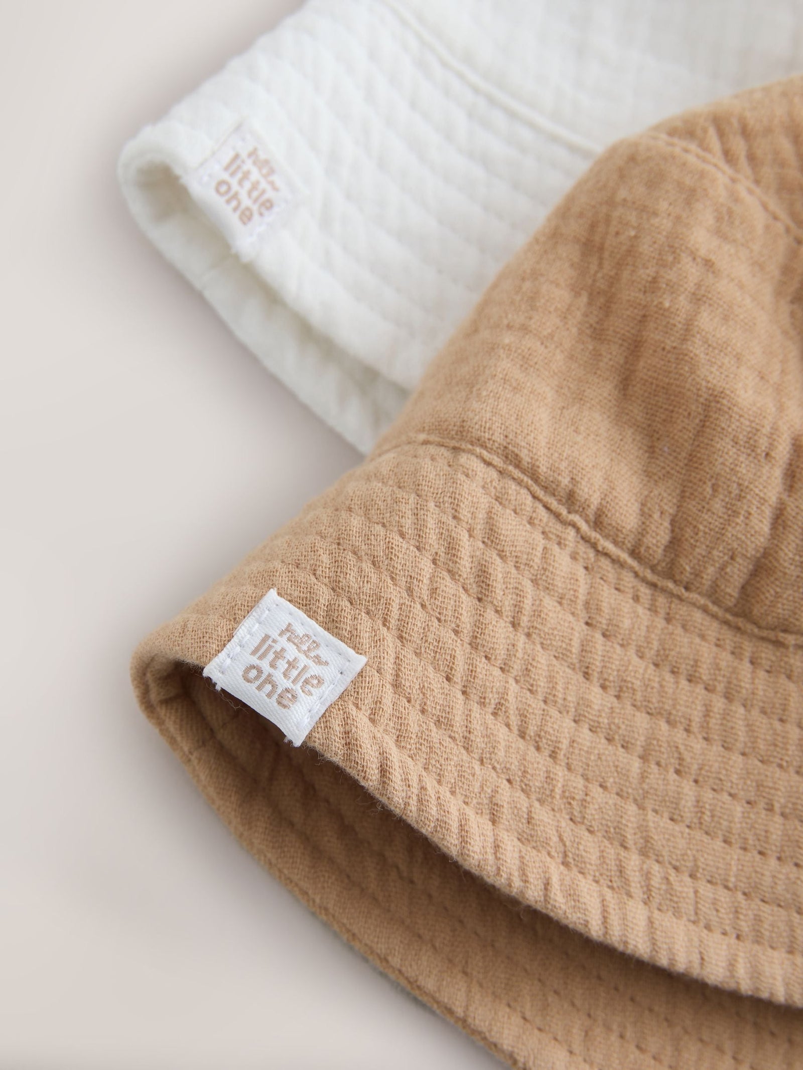 Neutral Crinkle Baby Bucket Hats 2 Pack