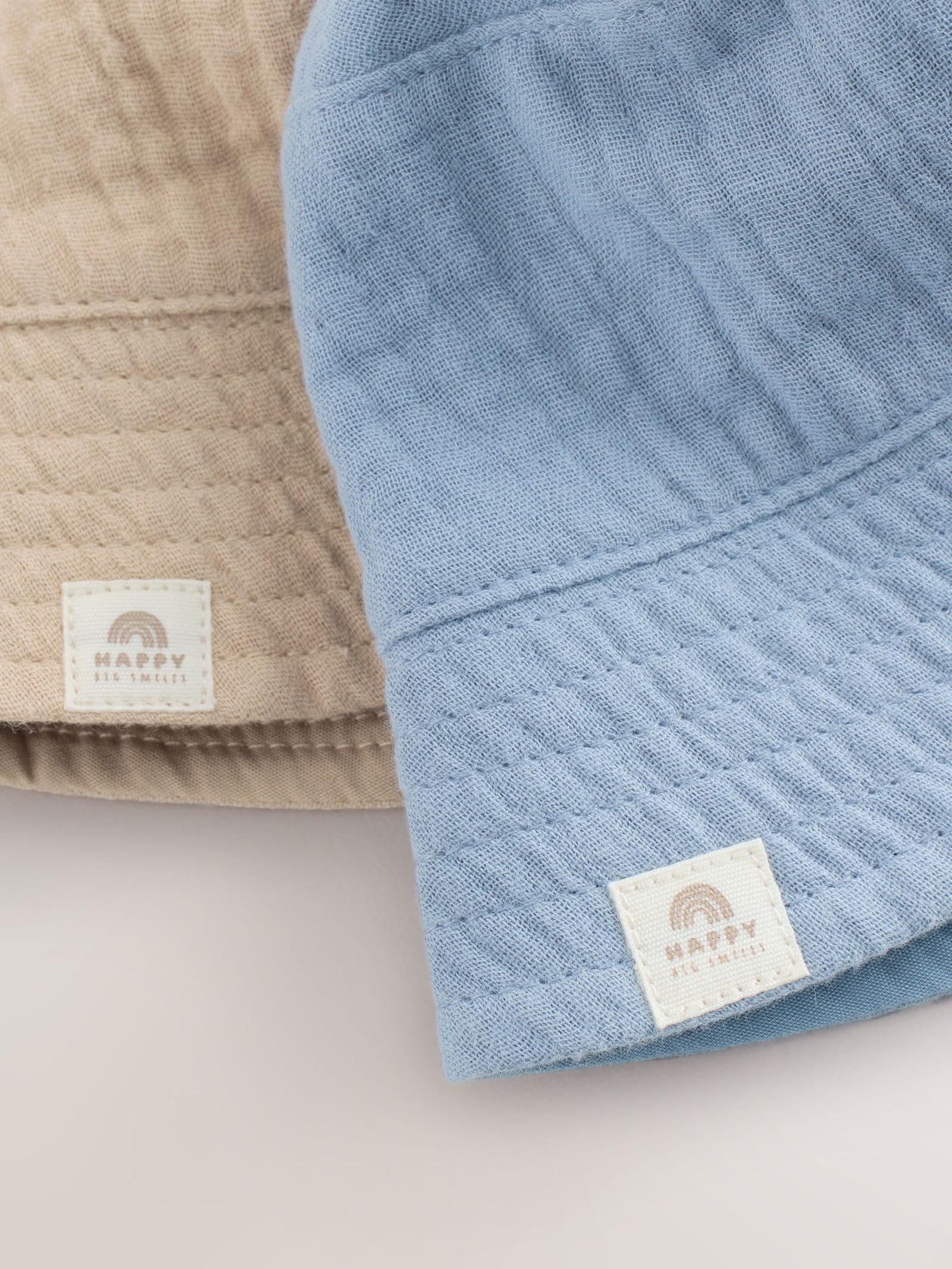 Blue and Beige Baby Bucket Hats 2 Pack (0mths-2yrs)