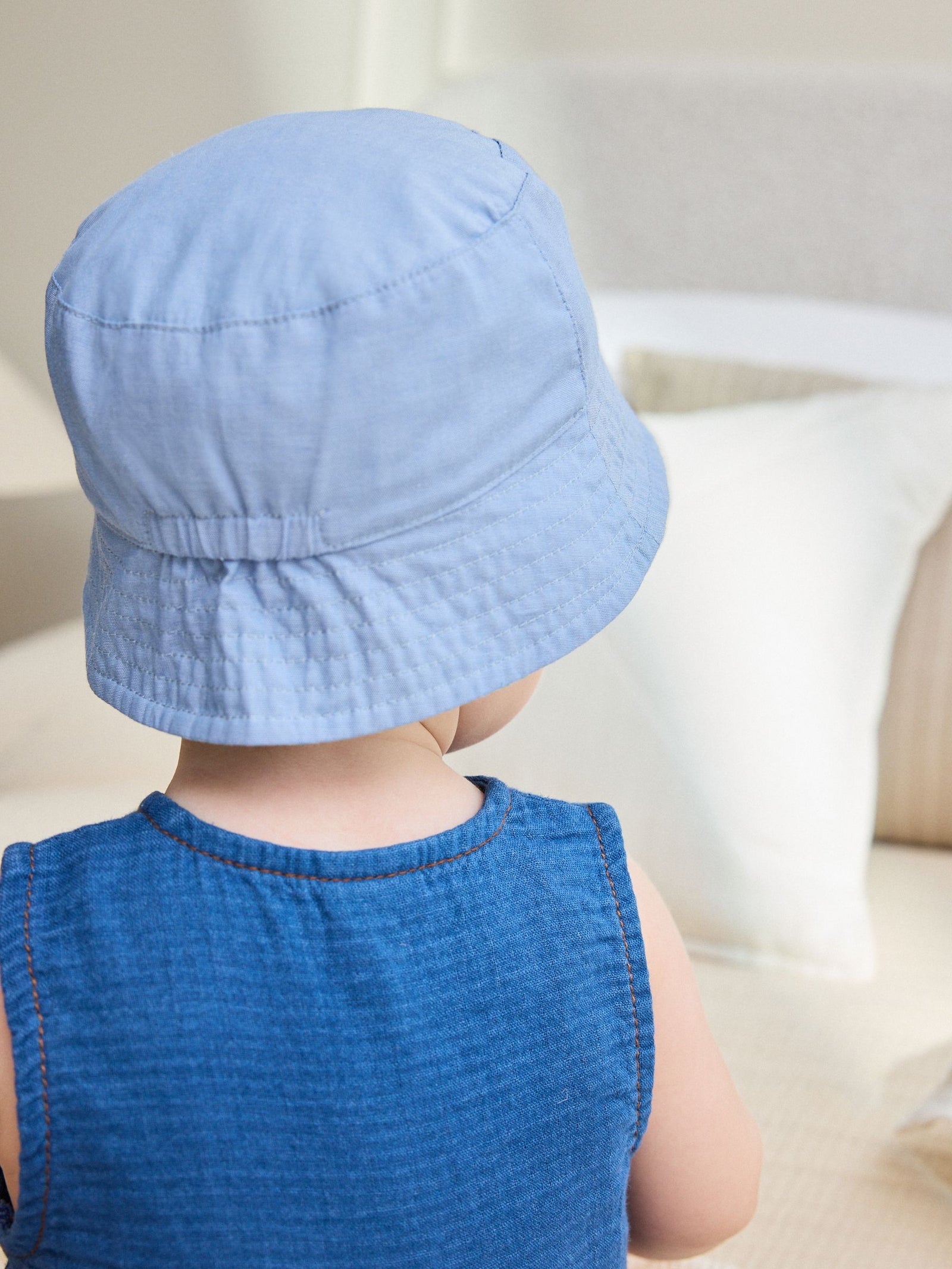 Green Stripe / Dog embroidery Baby Bucket Hats 2 Pack (0mths-2yrs)