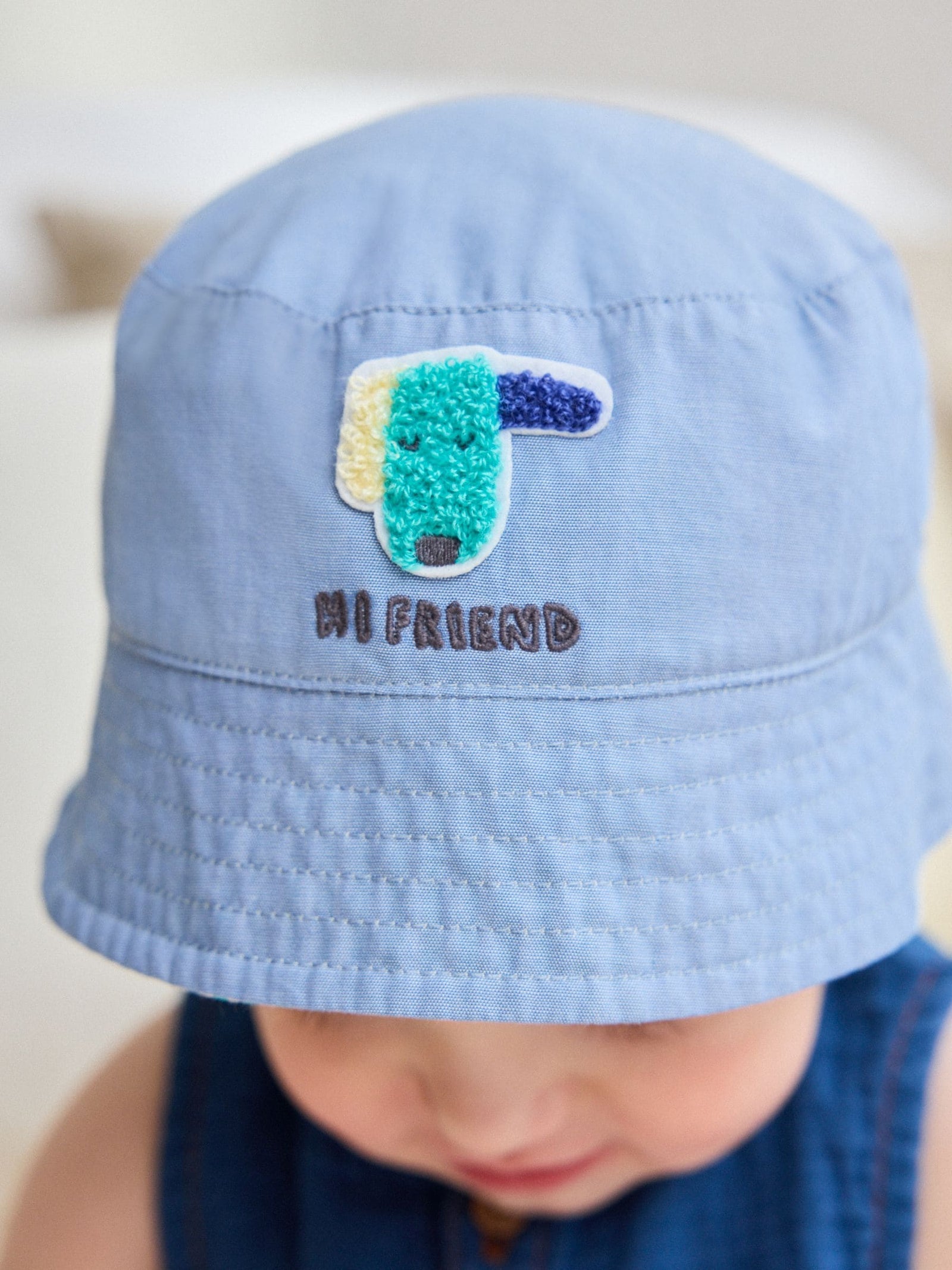 Green Stripe / Dog embroidery Baby Bucket Hats 2 Pack (0mths-2yrs)