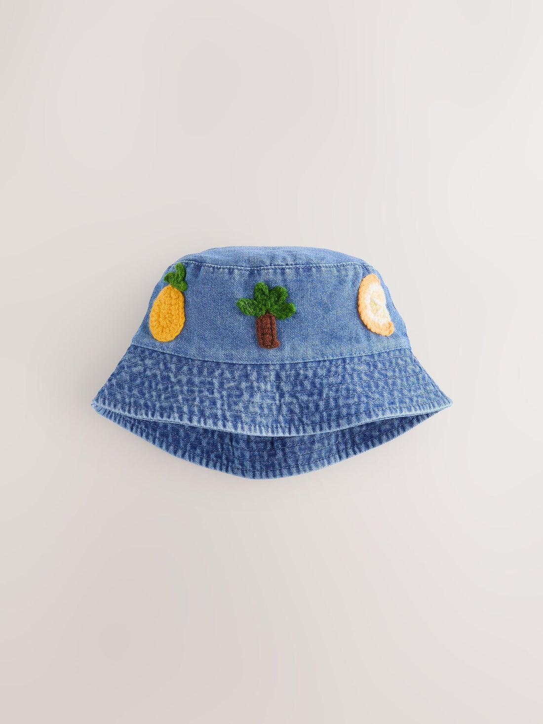 Denim Crochet Fruit Embroidered Baby Bucket Hat (0mths-2yrs)