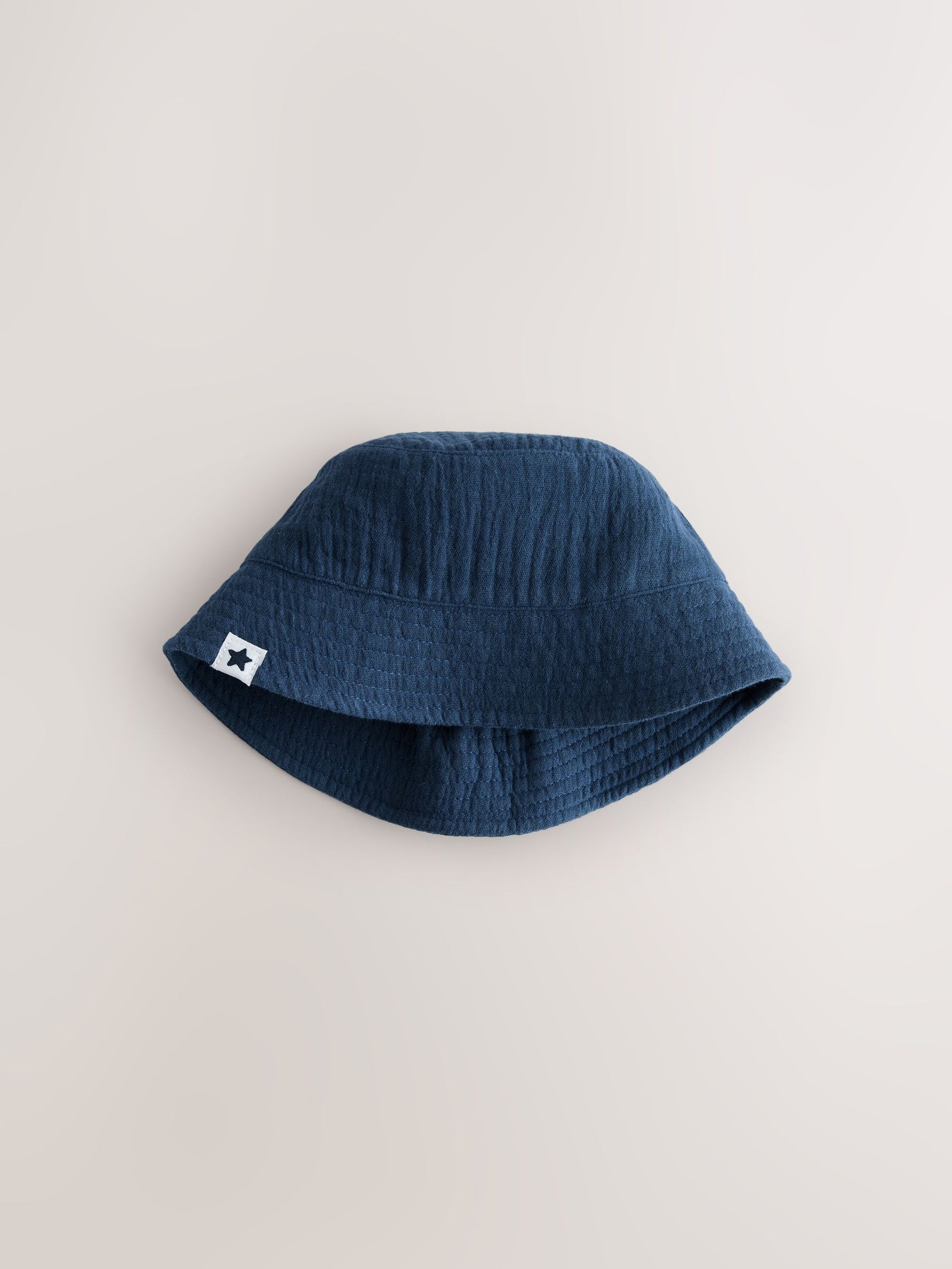 White and Blue Woven Baby Bucket Hats 2 Pack (0mths-2yrs)