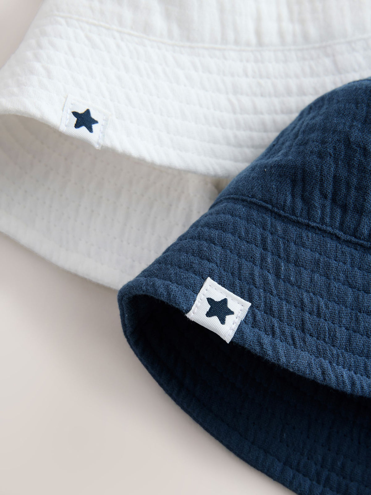 White and Blue Woven Bucket Hats 2 Pack