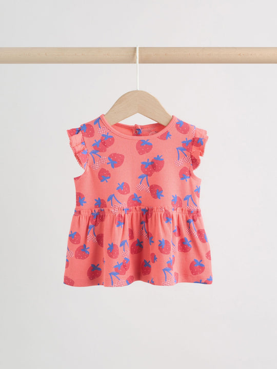 Red Strawberry Rib Top and Leggings Baby Set 2 Piece (0mths-2yrs)