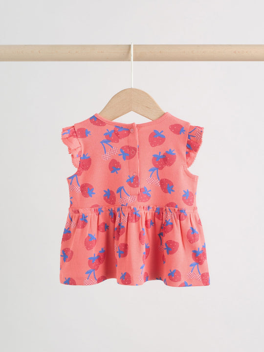Red Strawberry Rib Top and Leggings Baby Set 2 Piece (0mths-2yrs)