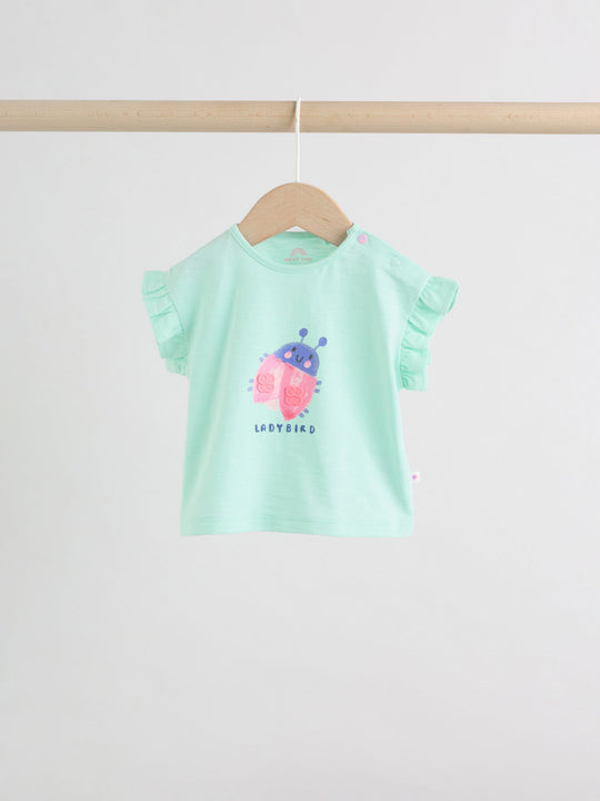Green Pink Ladybird Short Sleeve Baby Top and Short Set 2 Piece (0mths-2yrs)