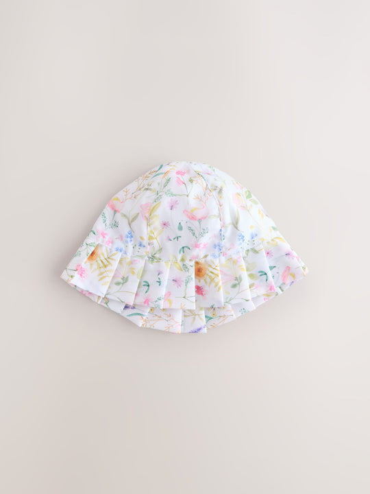Pink Floral and Gingham Baby Woven Bucket Hats 2 Pack