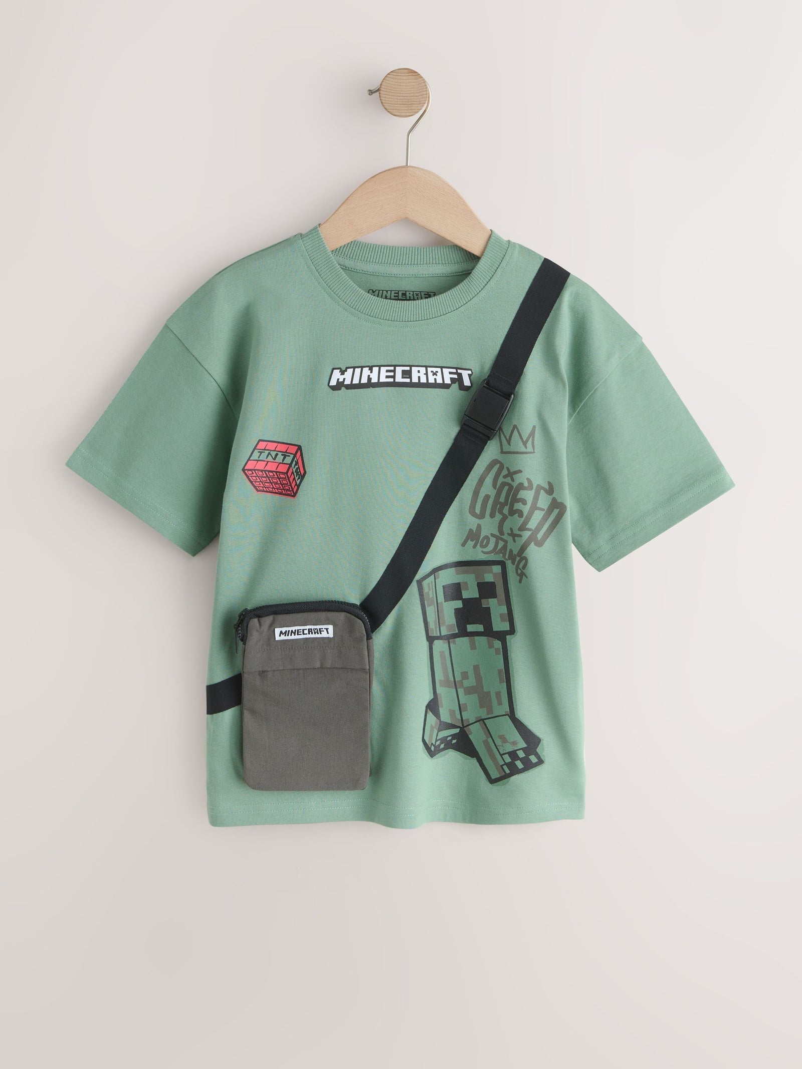 Sage Green Minecraft Bag T-Shirt (3-16yrs)