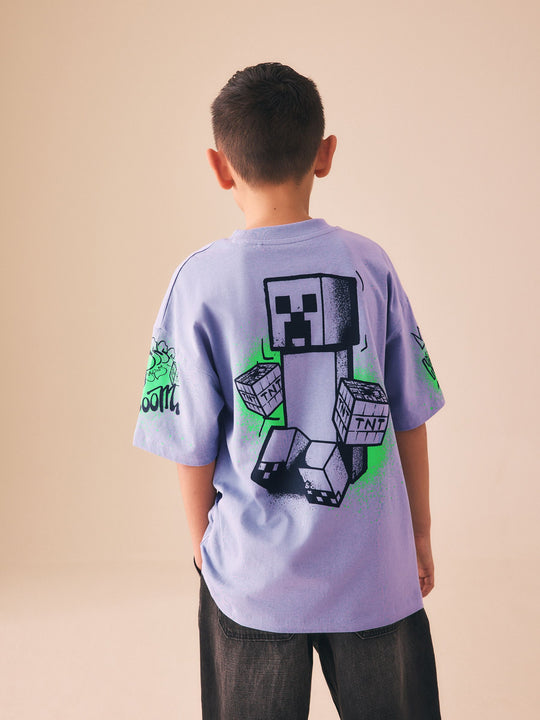 Purple Placement Single Minecraft T-Shirt 2 Pack (3-16yrs)