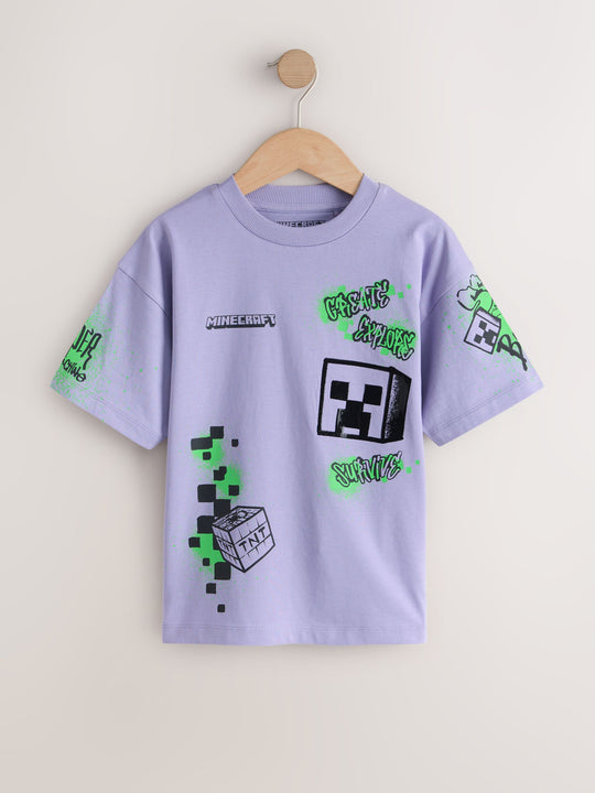 Purple Placement Single Minecraft T-Shirt 2 Pack (3-16yrs)