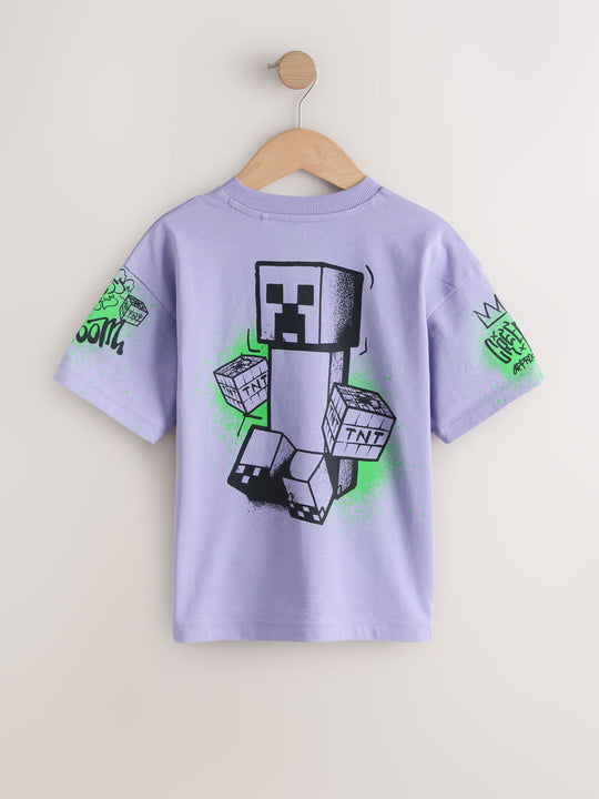 Purple Placement Single Minecraft T-Shirt 2 Pack (3-16yrs)