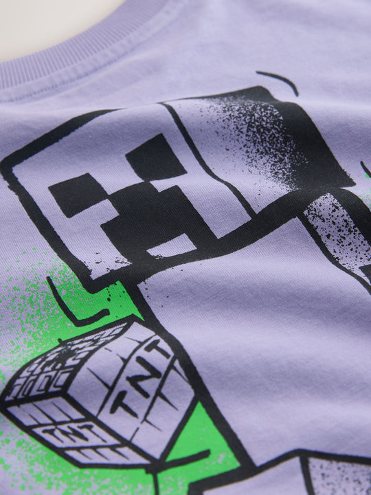 Purple Placement Single Minecraft T-Shirt 2 Pack (3-16yrs)