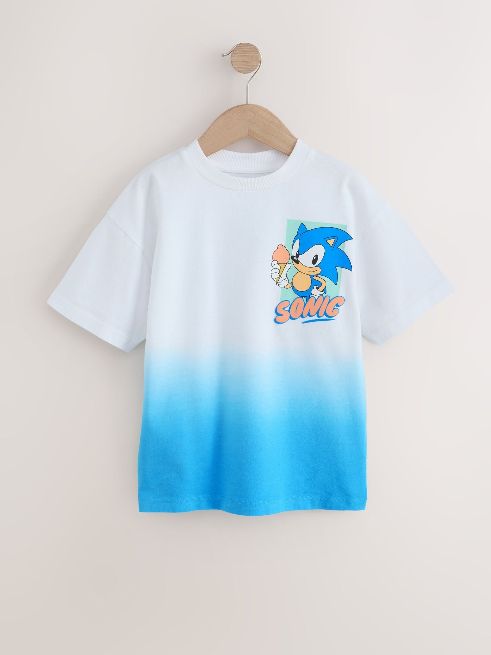 White/Blue Dip Dye Sonic T-Shirt (3-16yrs)