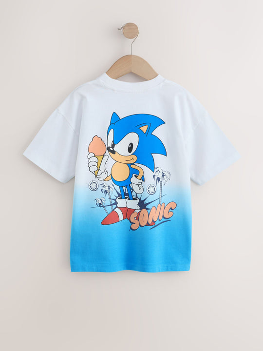 White/Blue Dip Dye Sonic T-Shirt (3-16yrs)