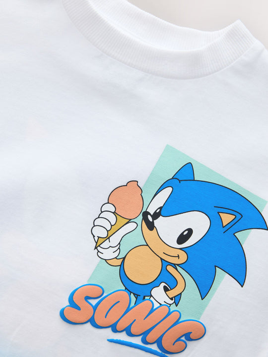 White/Blue Dip Dye Sonic T-Shirt (3-16yrs)