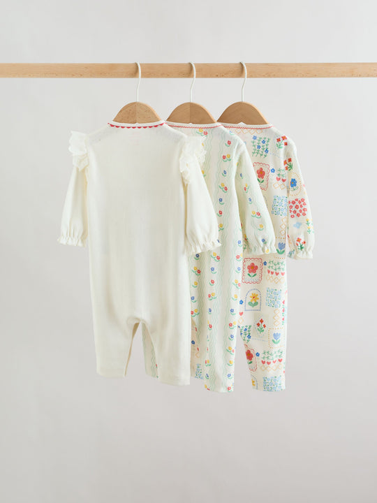 Red/White/Navy Baby Sleepsuits 3 Pack (0mths-3yrs)