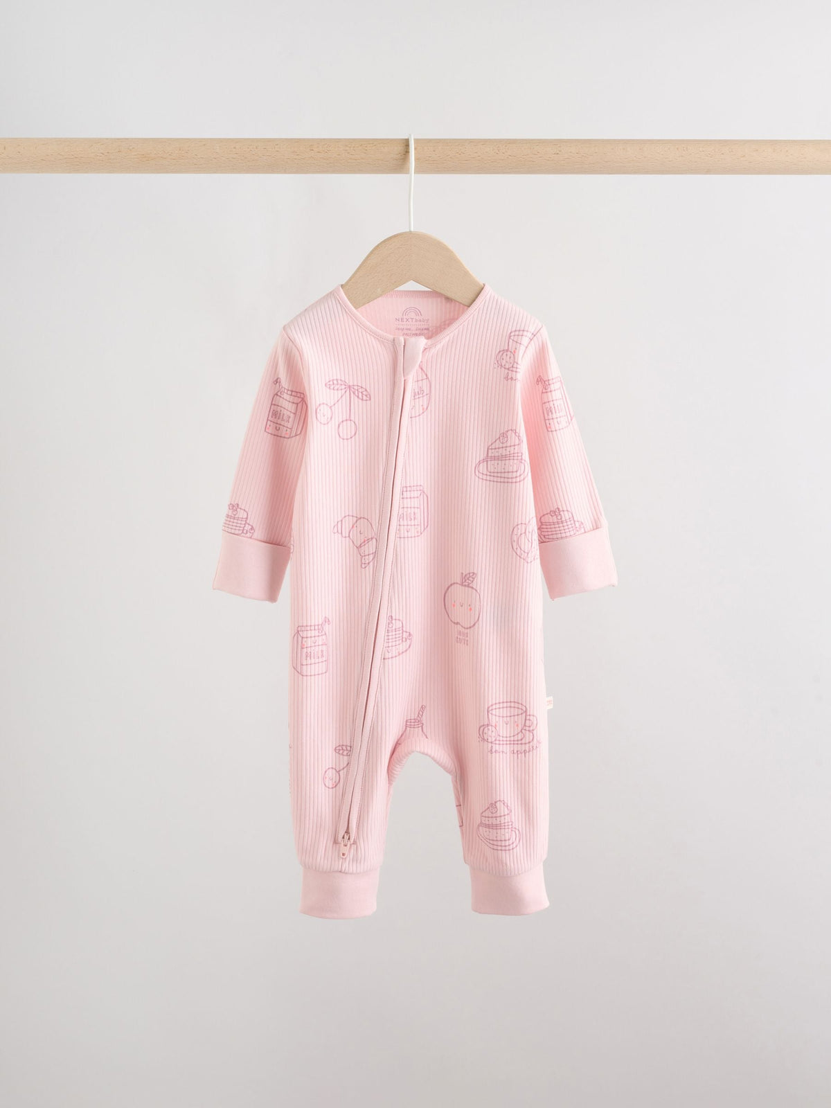 Pink Two Way Zip Baby Sleepsuit 3 Pack (0mths-3yrs)