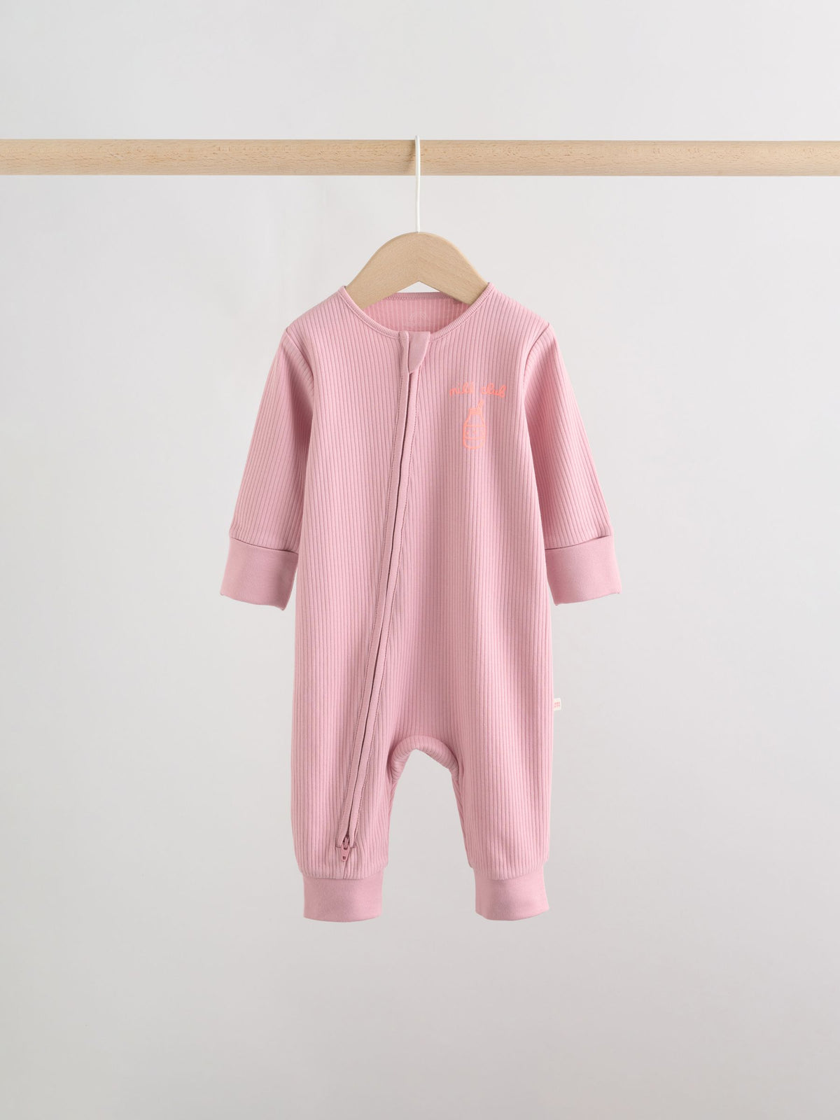 Pink Two Way Zip Baby Sleepsuit 3 Pack (0mths-3yrs)