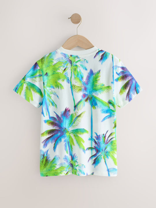 Blue Palm Regular Fit Short Sleeve All-Over Print T-Shirt (3-16yrs)