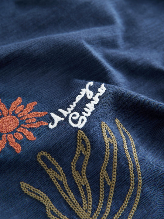 Navy Blue Textured Short Sleeve T-Shirt (3-16yrs)