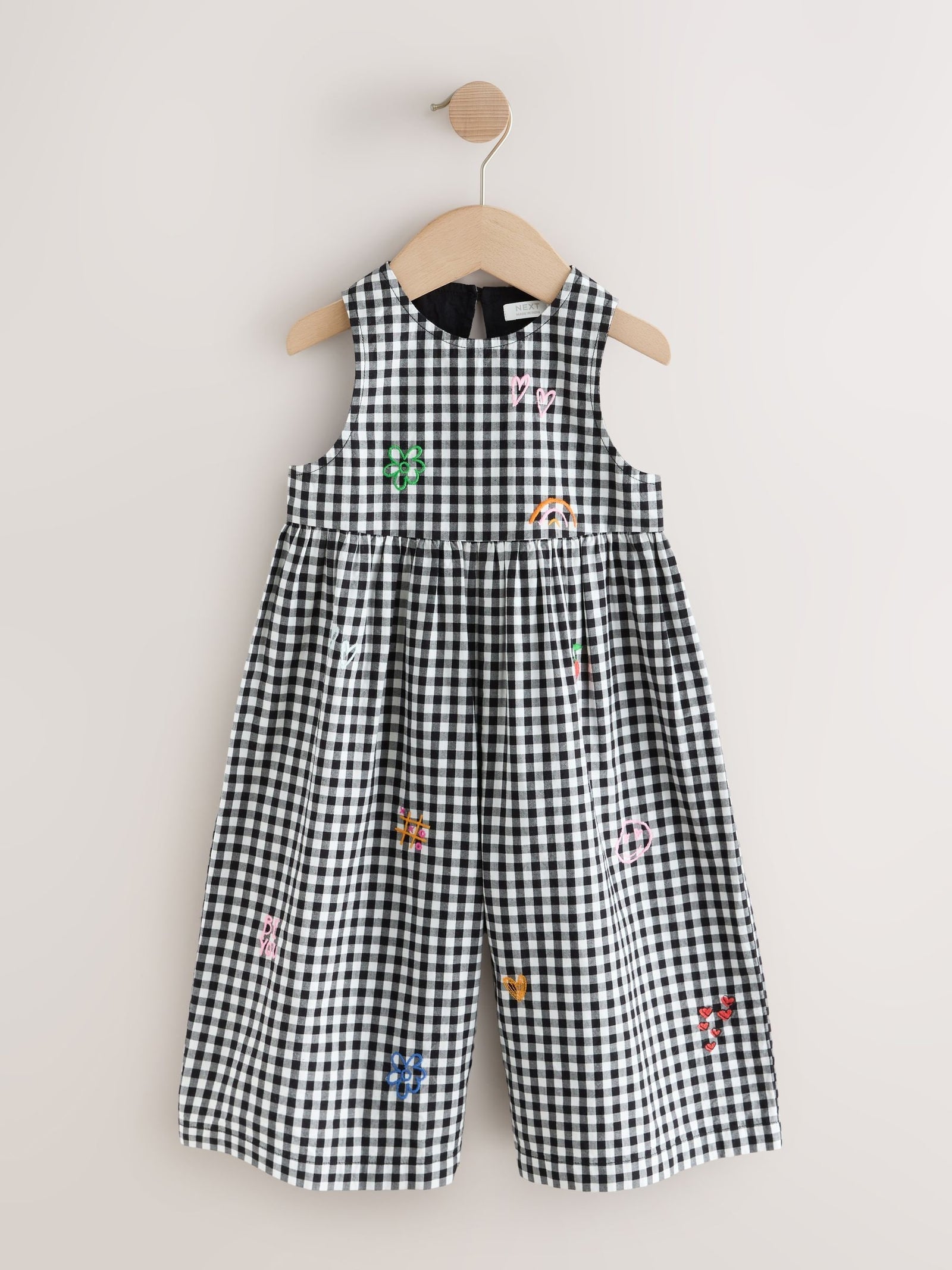 Black/White Gingham Sleeveless Playsuit (3mths-7yrs)