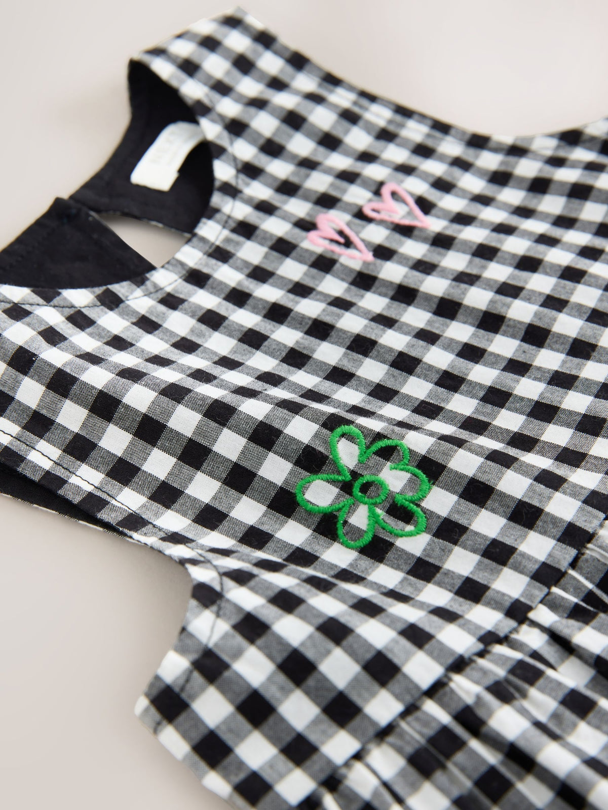 Black/White Gingham Sleeveless Playsuit (3mths-7yrs)