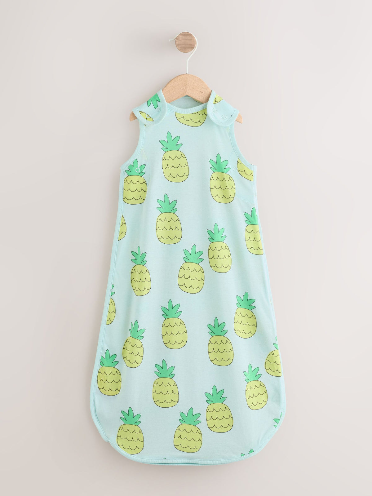 Bright Green Pineapple 0.5 Tog Sleeveless Baby Sleep Bag