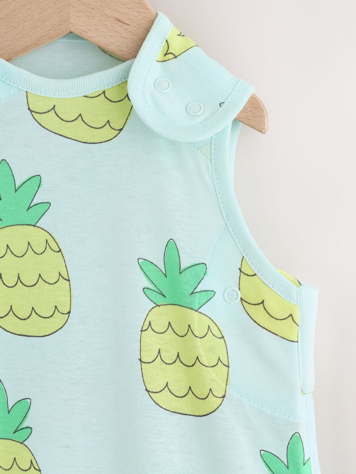Bright Green Pineapple 0.5 Tog Sleeveless Baby Sleep Bag