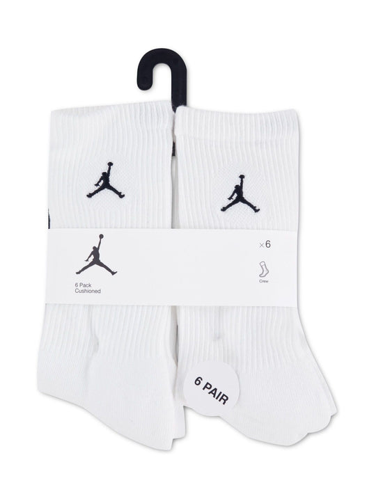 Jordan White Everyday Essentials Crew Socks 6 Pack