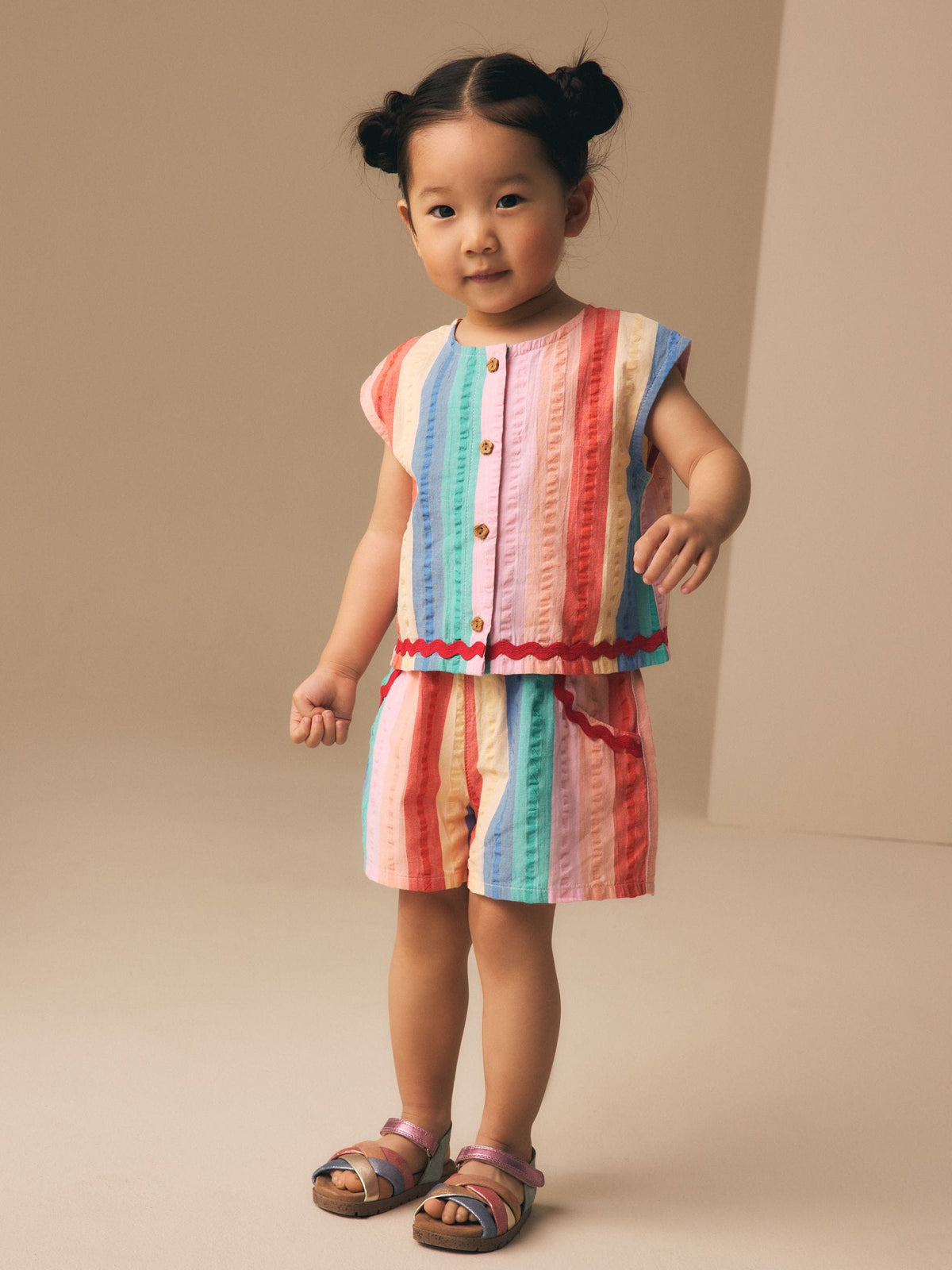 Rainbow Check Ric Rac Sleeveless Top & Shorts Set (3mths-7yrs)