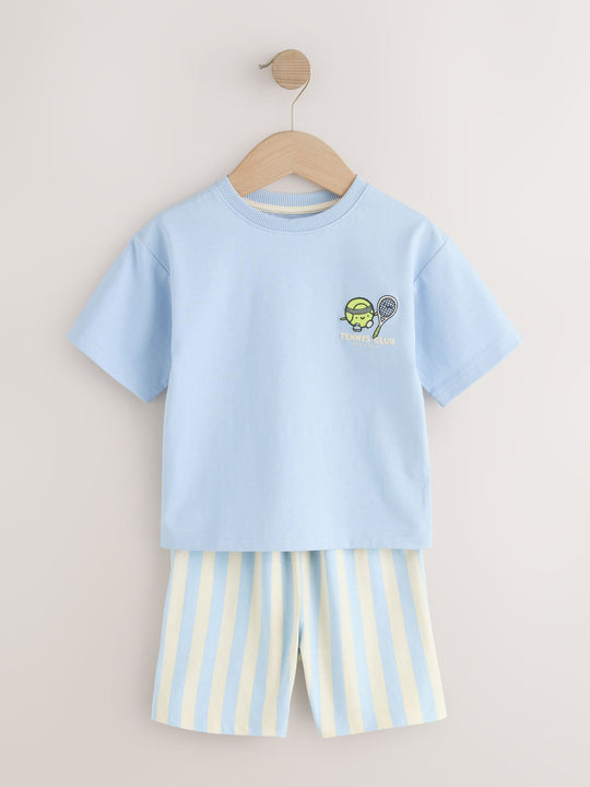 Blue/Green/Grey Tennis Club Short Pyjamas 3 Pack (9mths-10yrs)
