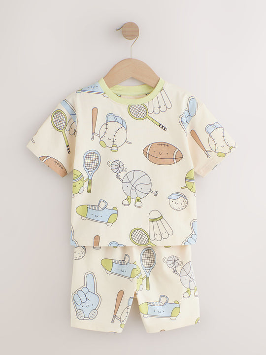 Blue/Green/Grey Tennis Club Short Pyjamas 3 Pack (9mths-10yrs)