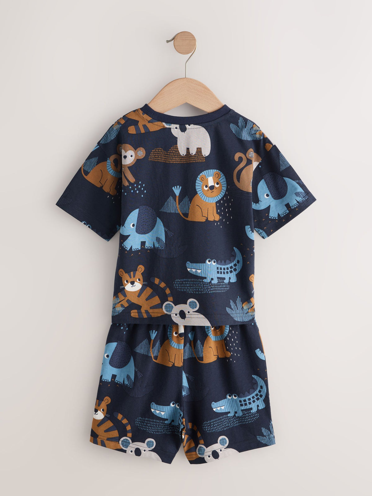 Blue/Ecru Safari Animal Short Pyjamas 3 Pack (9mths-8yrs)
