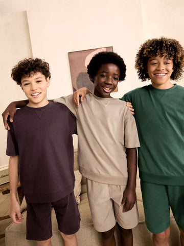 Cement/Green/Brown Plain Shorts Pyjamas 3 Pack (3-16yrs)