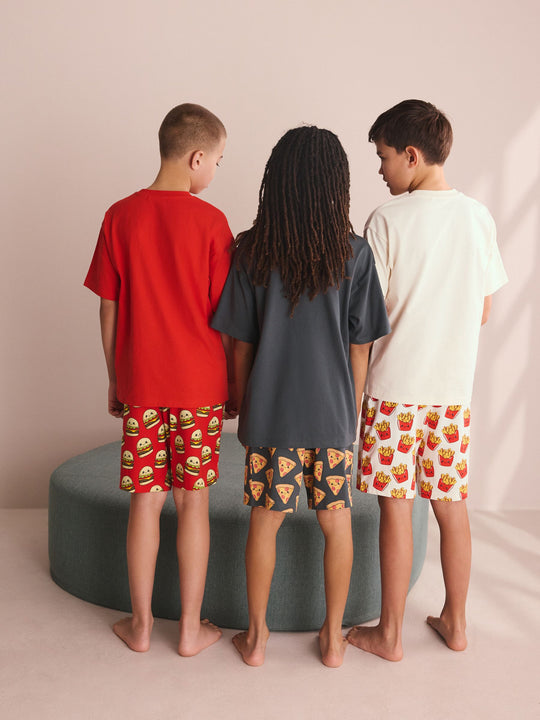 Red/Black/White Fast Food Shorts Pyjamas 3 Pack (4-16yrs)