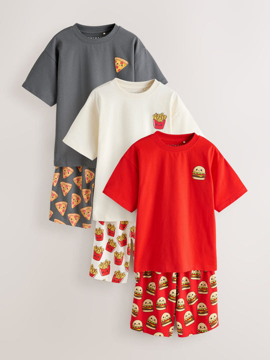 Red/Black/White Fast Food Shorts Pyjamas 3 Pack (4-16yrs)
