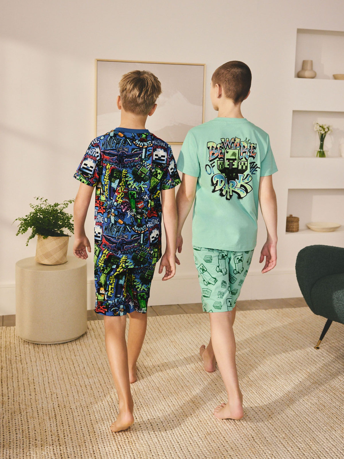 Green/Blue Minecraft Short Pyjamas 2 Pack (5-14yrs)